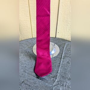 Yves Saint Laurent Deep Pink Herringbone Silk Tie